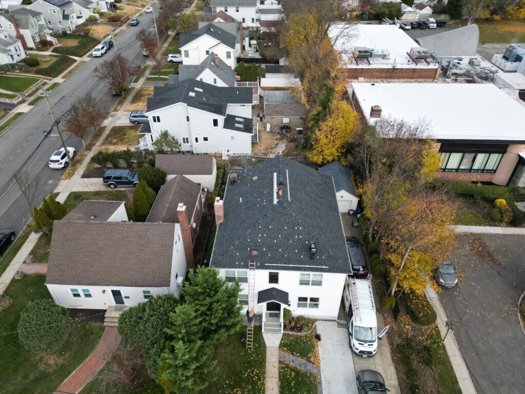 salt air solar panels Southampton coastal home aerial view