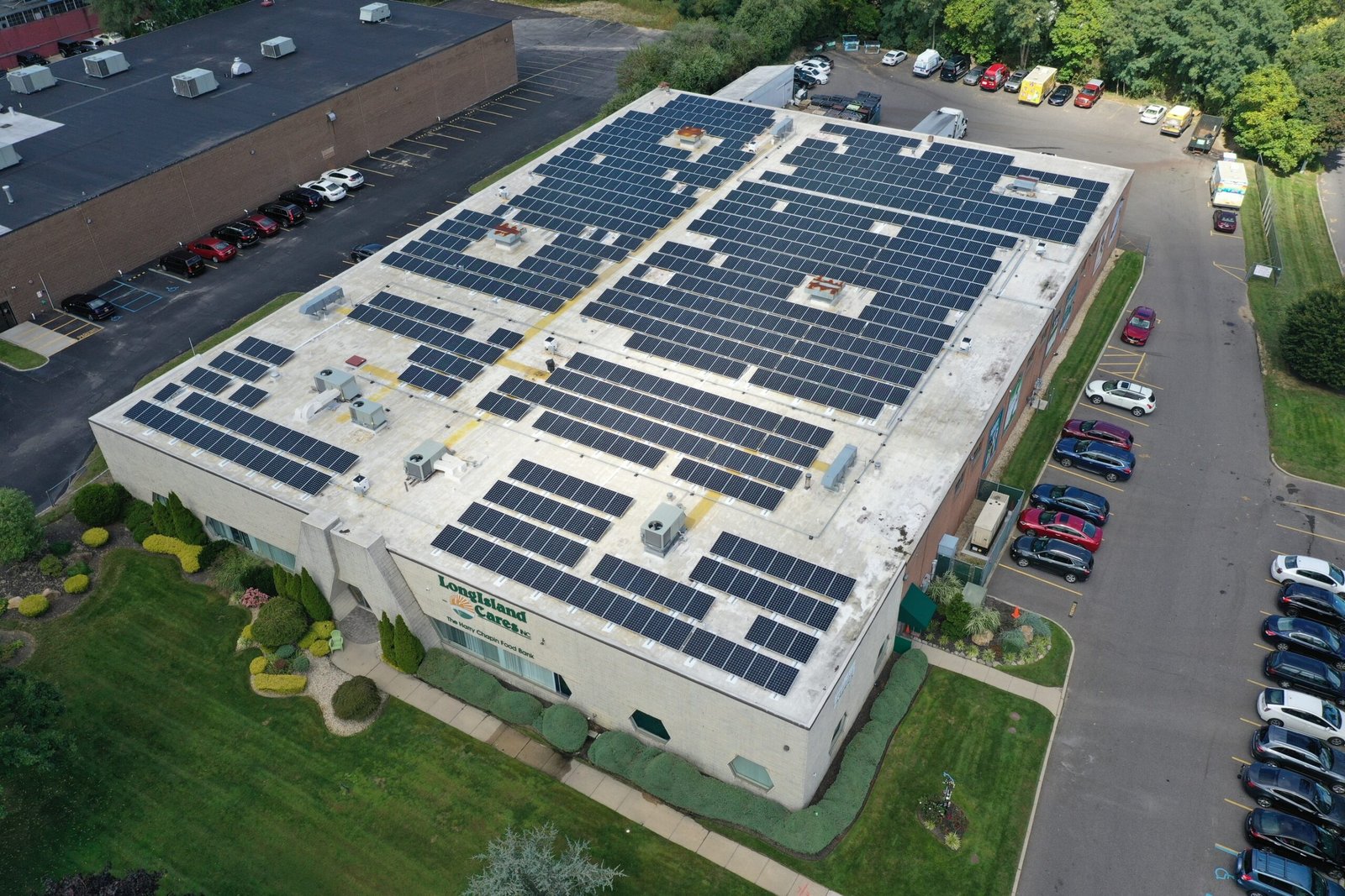 Aerial view of solar panels on roof showing solar panel degradation over time